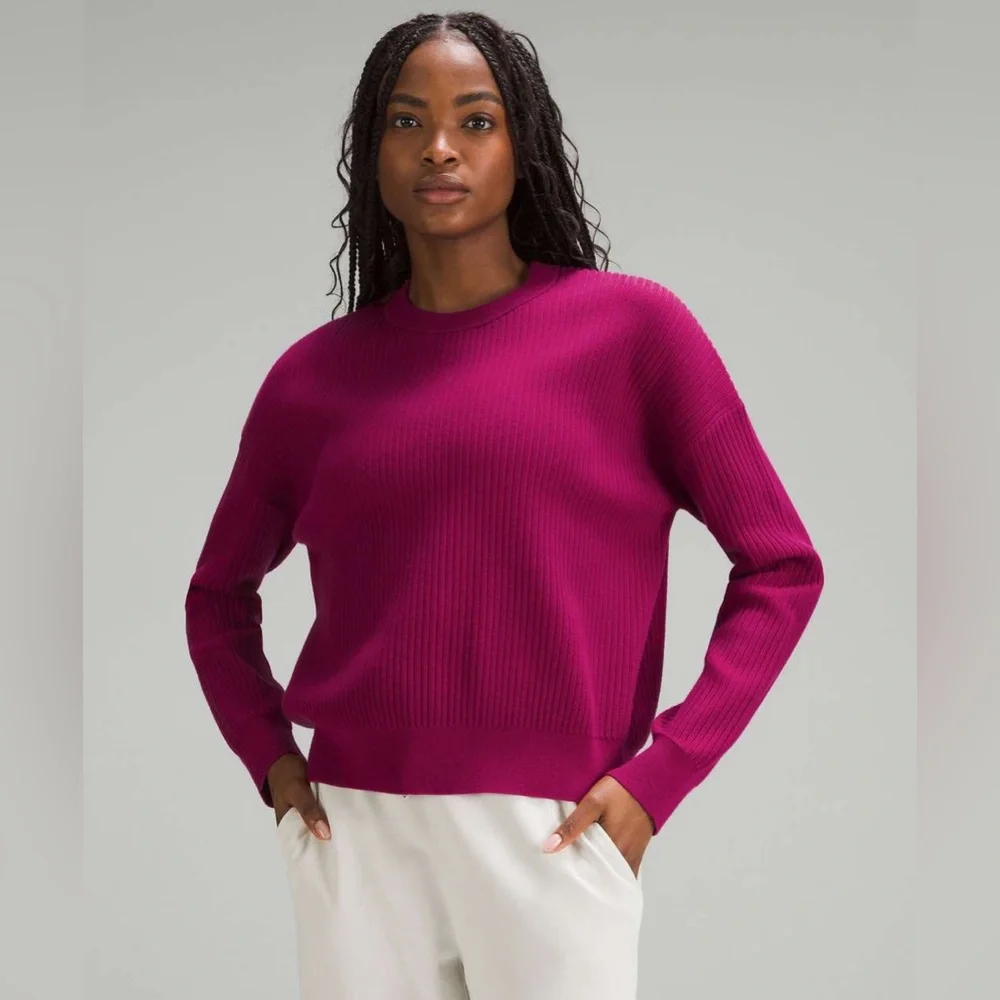 Lululemon Cotton-Blend Ribbed Sweater Wild Berry / Ripened Raspberry - Picture 1 of 8